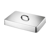 Pitycbo Tapa para Plancha con Asa Arqueada | Resistente a elevadas Temperaturas, Cubierta Acero Inoxidable para Parrilla, Cuadrado, Tapa Cocción con Bordes alzados, 43.5x28.2x6.6cm