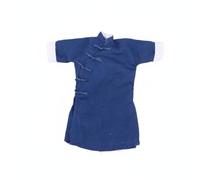 Pitycbo Tradicional Muñeca Vestimenta Ropa Larga Decorativa Textil Suave Costura Detallada Botones de Rana Adecuada para Cuerpos OB11 1/12 Escenarios Festivos Fotografía Profesional , Azul Marino