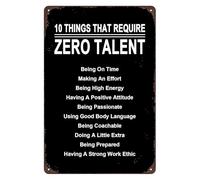 PIUHRKLEVD 10 Rules for Success Metal Sign Vintage Retro Tin Wall-Art Zero Talent Required Motivational Quote for Office or Home 8 X 12 inch
