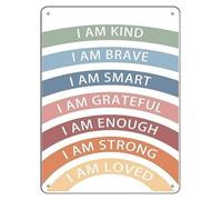 PIUHRKLEVD Affirmations Metal Tin Sign for Childrens Mental Health Toddler Room Nursery Classroom Wall-Art 8 X 12 inch