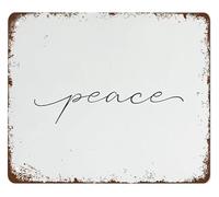 PIUHRKLEVD Bohemian Decor Vintage Peace Sign Metal Tin Retro Wall-Art for Home Bedroom Office or Room 8 X 12 inch