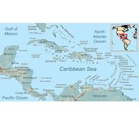 PIUHRKLEVD Caribbean Map Wall-Art Detailed Poster of the Islands for Geography Classroom Home Office or Travel Decor(Framed,08x12inch(20x30cm))