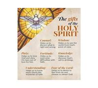 PIUHRKLEVD Catholic Seven Gifts of Holy Retro Metal Sign Vintage Religious Wall-Art for Home Decor Bedroom Prayer Room Faith Based Gift 8 X 12 in