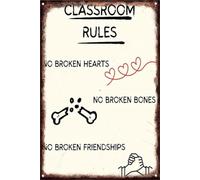 PIUHRKLEVD Class Rules Back To School Distressed Vintage Metal Sign For Living Room Dining Hallway Entryway Wall 8 X 12 in