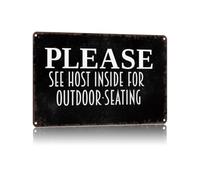 PIUHRKLEVD Commercial Restaurant Metal Sign See Host for Outdoor Seating Vintage Tin Door for Cafe Bar Patio Entrance 8 X 12 inch