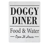 PIUHRKLEVD Doggy Diner Open Funny Aluminum Sign Pet Feeding Station Wall Decor for Home Dog Room Gift (8 X 12 in)