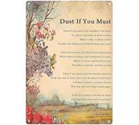 PIUHRKLEVD Dust If You Must Metal Sign with Feathers Butterfly Design Home Wall Decor 8 X 12 in