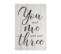 PIUHRKLEVD Farmhouse Metal Tin Sign with You Me Our Three Quote Rustic Family Saying Wall-Art for Kitchen Living Room Wedding Gift Idea 8 X 12 inch