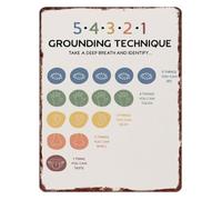 PIUHRKLEVD Five Four Three Two One Grounding Metal Sign Anxiety Wall-Art for Office Mental Health Decor 8 X 12 in