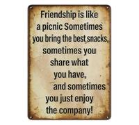 PIUHRKLEVD Friendship Metal Sign Is Like a Picnic Retro Tin Plaque Wall Decor for Best Friends Housewarming Gift Kitchen Garden Patio 8 X 12 Inch