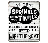 PIUHRKLEVD If You Sprinkle When Tinkle Funny Bathroom Metal Sign 12x8 Inch