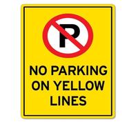 PIUHRKLEVD Keep Clear No Parking On Yellow Lines Tin Sign 12x8 Inch