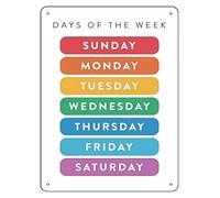 PIUHRKLEVD Learning Wall Decor Metal Tin Sign Days of the Week Retro Educational Chart for Preschool Classroom Home 8 X 12 inch