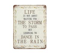 PIUHRKLEVD Life is Not About Waiting for The Storm to Pass But Learning to Dance in The Rain Inspirational Quote Vintage Metal Sign Wall-Art 8 X 12 in