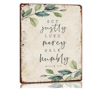 PIUHRKLEVD Micah 6 8 Scripture Sign Act Justly Love Mercy Vintage Metal Plaque 12x8 Inch