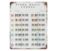 PIUHRKLEVD Music Classroom Decor Piano Chords Vintage Tin Poster Metal Sign Wall-Art for Studio Teaching Homeschool 8 X 12 inch