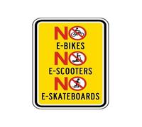 PIUHRKLEVD No E-Bikes E-Scooters E-Skateboards Warning Sign Aluminum Metal for Business Entry Parking Garage Storage 8 X 12 inch
