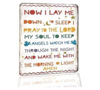 PIUHRKLEVD Now I Lay Me Down To Sleep Prayer Black Metal Tin Sign 12x8 Inch