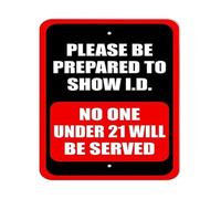 PIUHRKLEVD Official We Check ID Sign Age Verification Metal Tin for Bar Wall Decor No One Under 21 Served 8 X 12 in