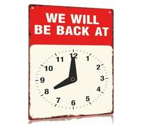 PIUHRKLEVD Out To Lunch Clock Metal Tin Sign Come Back Later Wall Plaque Cafe Bistro Restaurant 8 X 12 inch
