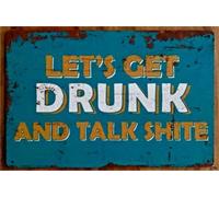 PIUHRKLEVD Party Metal Sign Lets Get Drunk Funny Vintage Plaque Bar Pub Diner Cafe Shed Man Cave 8 X 12 in