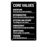 PIUHRKLEVD Personal Discipline Metal Sign Vintage Retro Tin Wall-Art Core Values Inspirational Quote for Home Gym Office Decor 8 X 12 inch