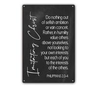 PIUHRKLEVD Philippians 2 3 Verse Metal Sign 8x12 Inch | Humility and others first message printed on aluminum for bedroom bathroom or hallway decor