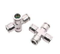 PIUHRKLEVD Pneumatic PZA Connector 4-8 mm OD Air Hose 304 Stainless Steel Push In Quick Connector Air Fitting Plumbing Cross 4 Ways Pipe(6mm)