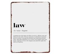 PIUHRKLEVD Retro Law Word Saying Aluminum Sign Wall Decor for Home Office Study Room 8 X 12 in