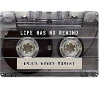 PIUHRKLEVD Retro Life Has No Rewind Enjoy Every Moment Encouraging Metal Sign for Garage Man Cave Bathroom Decor 8 X 12 in