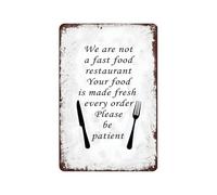 PIUHRKLEVD Retro Metal Tin Sign for Restaurant Your Food Is Made Fresh Funny Wait Vintage Diner Wall Decor Business 8 X 12 in