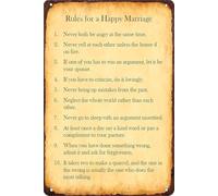 PIUHRKLEVD Rules for a Happy Marriage Never Both Be Angry at Same Time Tin Sign 8 X 12 in