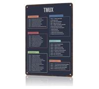 PIUHRKLEVD Rustic Metal Sign Linux Tmux Command List Terminal Cheat Sheet Plaque For Software Engineer IT Professional 8 X 12 inch