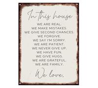PIUHRKLEVD Rustic Metal Sign Welcome To Our Home House Rules Vintage Farmhouse Decor for Bathroom Laundry Room Hallway 8 X 12 inch