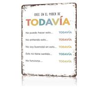 PIUHRKLEVD School Spanish Power of Yet Metal Signage for Dorm Room Bar Basement Shed Studio 8 X 12 in
