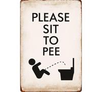 PIUHRKLEVD Sit To Pee Bathroom Etiquette Retro Metal Sign for Man Cave Kitchen Living Room Studio Wall 8 X 12 in