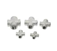 PIUHRKLEVD SS304 Stainless Steel 304 1/8" 1/4" 3/8" 1/2" 3/4" 1" 1-1/4" 1-1/2" Female Thread Pipe Fitting 4 Way Equal Cross Connector (1-1/4")