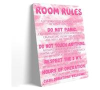 PIUHRKLEVD Teen Girl Room Sign Metal Tin Rules Decor Cute Aesthetic Wall-Art for Bedroom Playroom Wall 8 X 12 inch