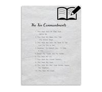 PIUHRKLEVD Ten Commandments Poster Biblical Verse Wall-Art Canvas Painting for Faith Based Home Decor(Framed,16x24inch(40x60cm))