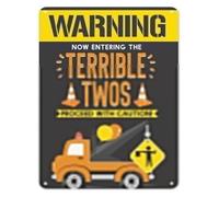 PIUHRKLEVD Terrible Twos Nursery Decor Metal Tin Sign Vintage Funny Saying Rustic Wall-Art for Boy Girl First Birthday 8 X 12 inch
