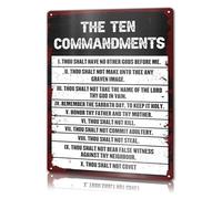 PIUHRKLEVD The 10 Commandments Vintage Tin Sign Faith Based Home Decor Biblical Verse Wall-Art For Prayer Room Or Space 8 x 12 inch