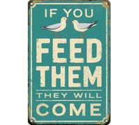 PIUHRKLEVD Tin Sign If You Feed Them They Will Come Park Beach Room Door Decor 8 X 12 in