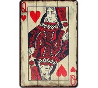PIUHRKLEVD Vintage Card Game Heart Queen Metal Sign Retro Tin Plaque for Man Cave Home Bar Cafe Pub Shop 8 X 12 in
