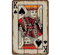 PIUHRKLEVD Vintage Card Game Spades King Metal Sign Retro Tin Plaque for Man Cave Home Bar Cafe Pub Shop 8 X 12 in