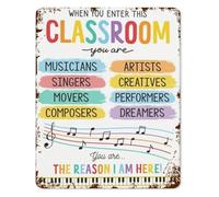 PIUHRKLEVD Vintage Classroom Rules Sign for Music Room Metal Tin Wall Decor Elementary School Band Teacher Gift 8 X 12 in