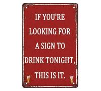 PIUHRKLEVD Vintage Funny Metal Tin Sign Looking for a Drink Tonight Coffee Humor Retro Wall Decor for Kitchen Office Station 8 X 12 inch