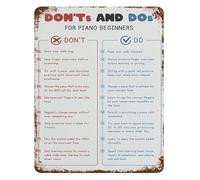 PIUHRKLEVD Vintage Piano Practice Guidelines Metal Sign Dos and Donts Music Theory Wall Decor Retro Tin Plaque 8 X 12 Inch