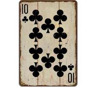 PIUHRKLEVD Vintage Poker Club Ten Card Metal Tin Sign for Man Cave Home Cafe Pub Bar Basement Wall Hanging 8 X 12 in