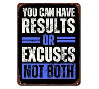 PIUHRKLEVD Vintage Results Or Excuses Not Both Gym Motivation Metal Tin Sign 12x8 Inch