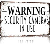 PIUHRKLEVD Vintage Security Camera Sign Metal Tin Funny Warning Cameras in Use Humorous Wall-Art for Shop Garage Storage Unit 8 X 12 inch